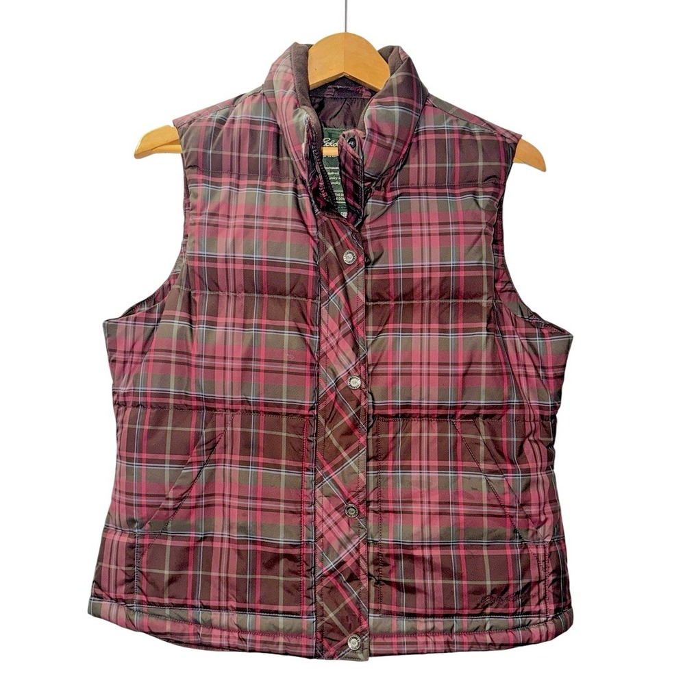 Eddie‎ Bauer WOMENS MEDIUM PRE-OWNED QUILTED GOOSE Down Vest Multi-Color Plaid